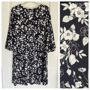 Brooks Brothers long sleeve floral Dress navy white 29737